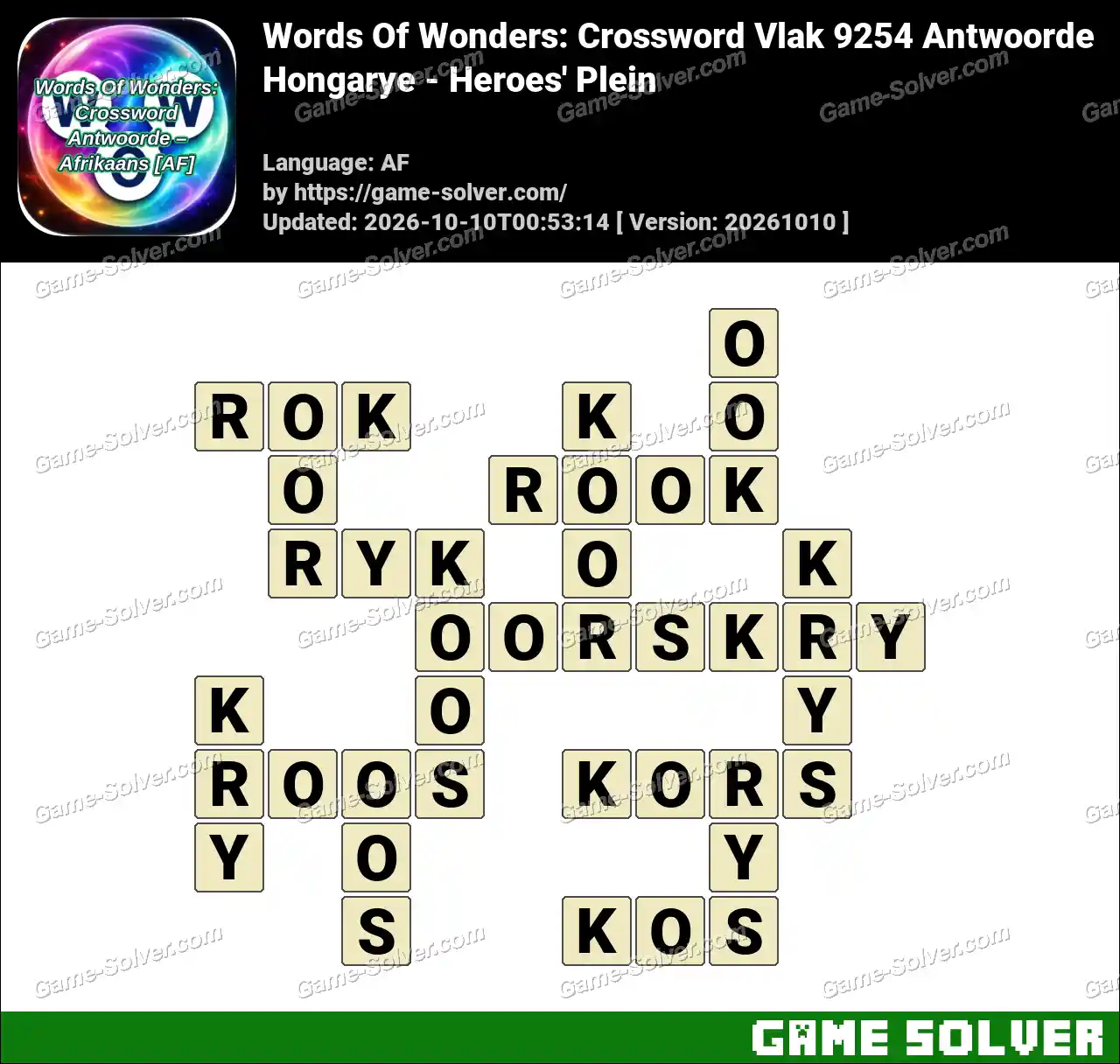 Words Of Wonders: Crossword Vlak 9254 Antwoorde – Hongarye – Heroes’ Plein